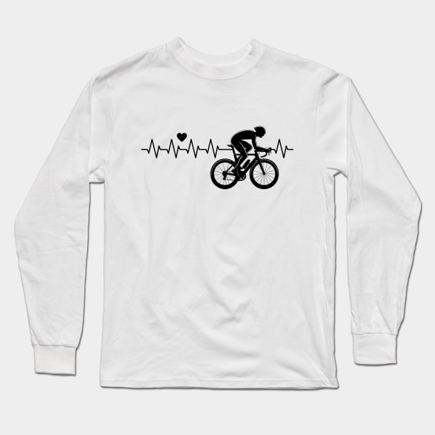 Cyclist Heartbeat Long Sleeve T-Shirt by Cipher Prints